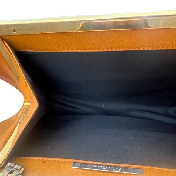 Sacco 1823 Italian Leather Bag With Swarovski Crystal, Tan - Picture 16 of 16